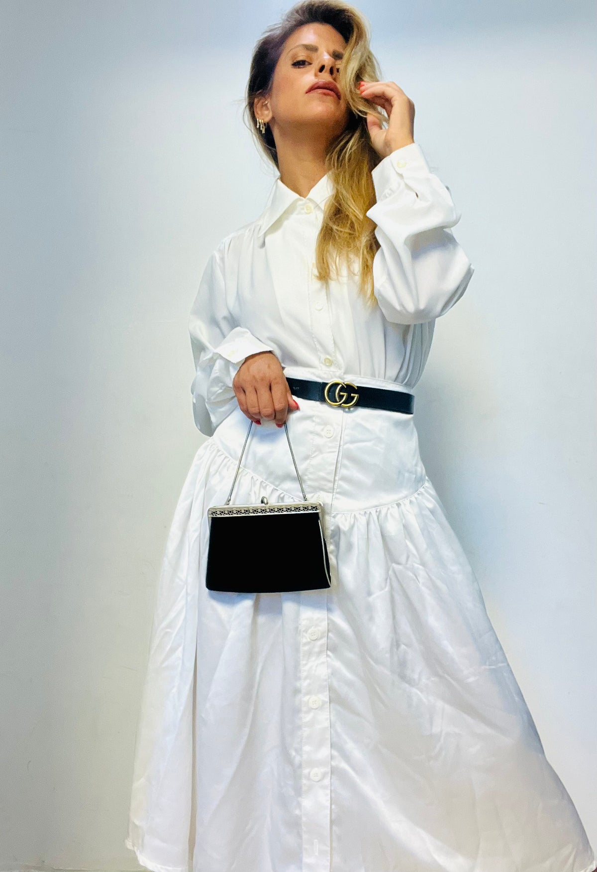 White Vintage Buttons Skirt