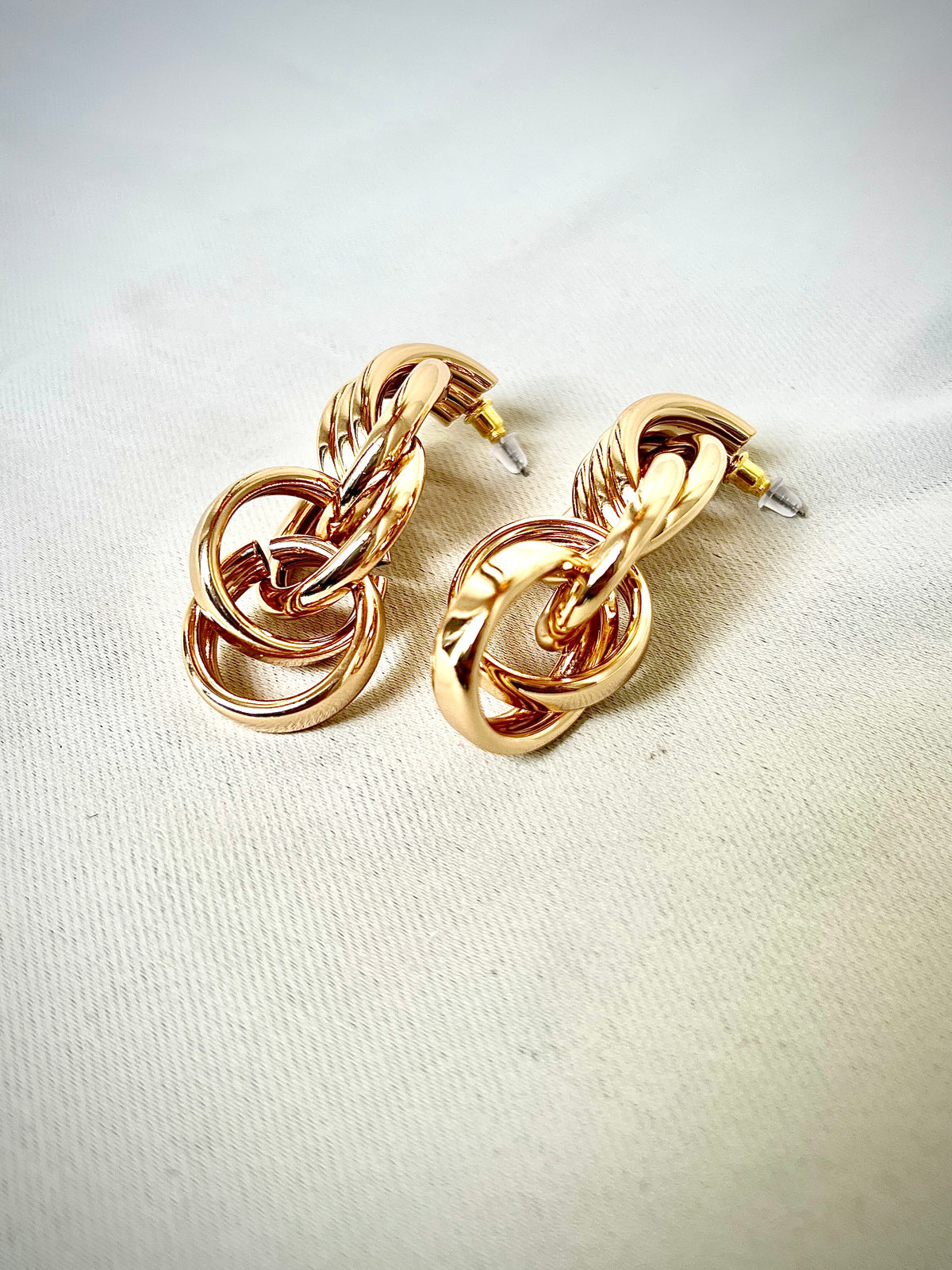 Gold earrings in a retro design
