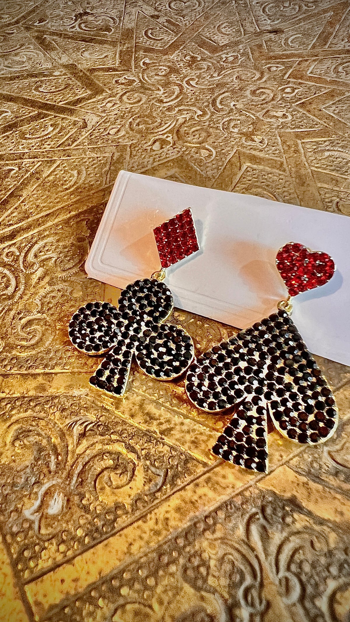 Card earrings Swarovski stones