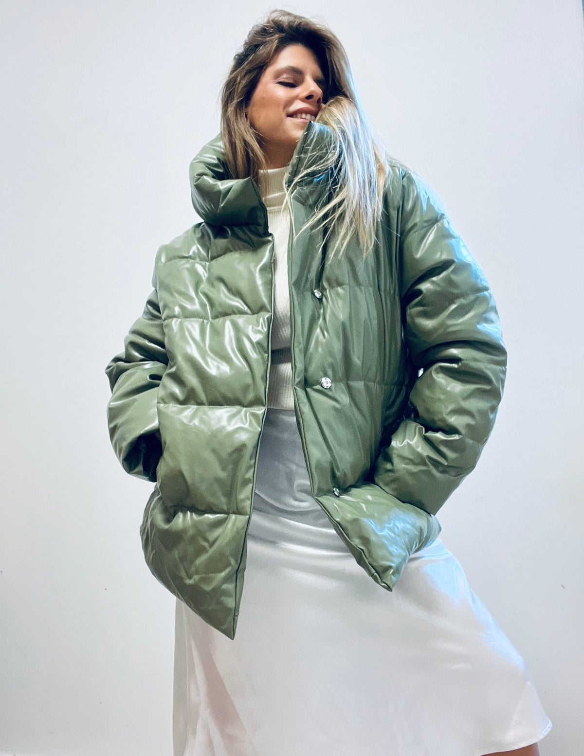 Pistachio green puffy coat