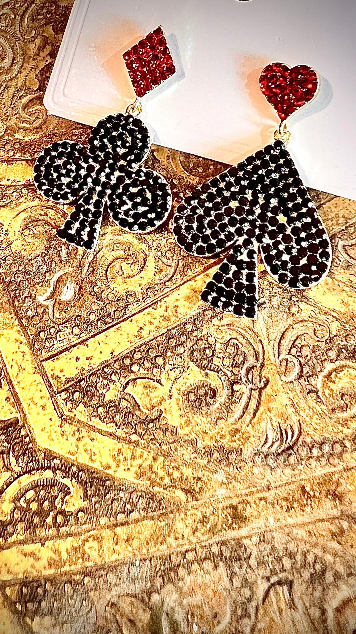 Card earrings Swarovski stones
