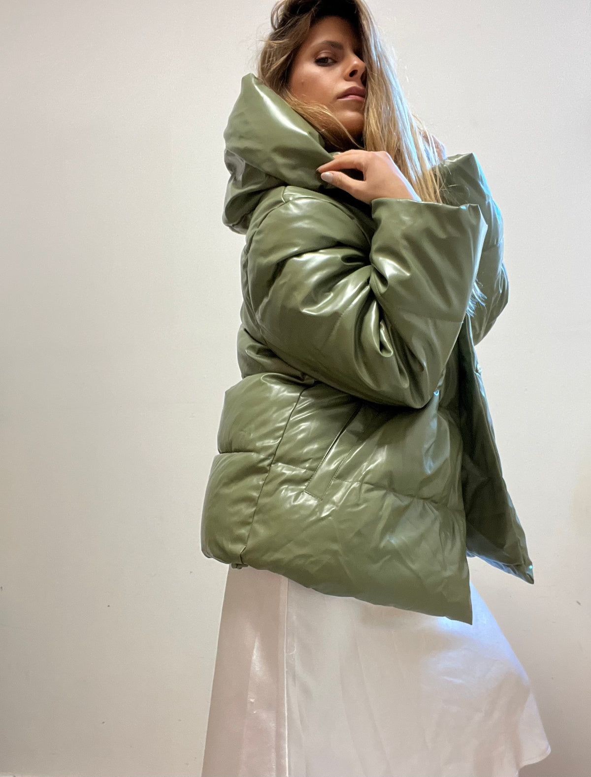 Pistachio green puffy coat
