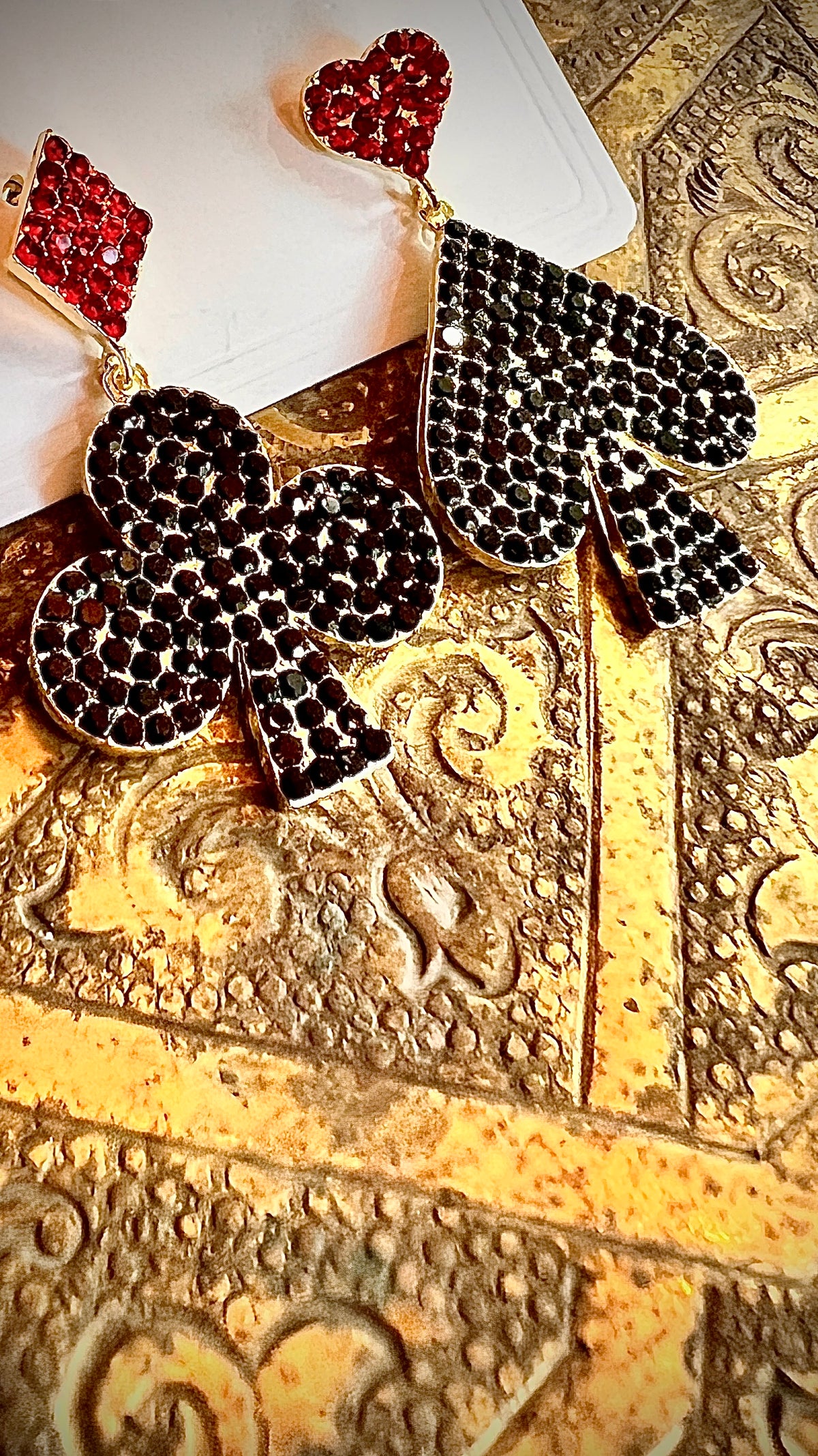 Card earrings Swarovski stones