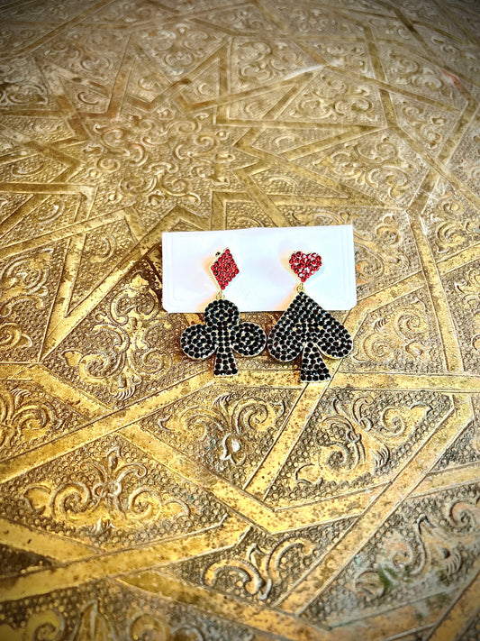 Card earrings Swarovski stones