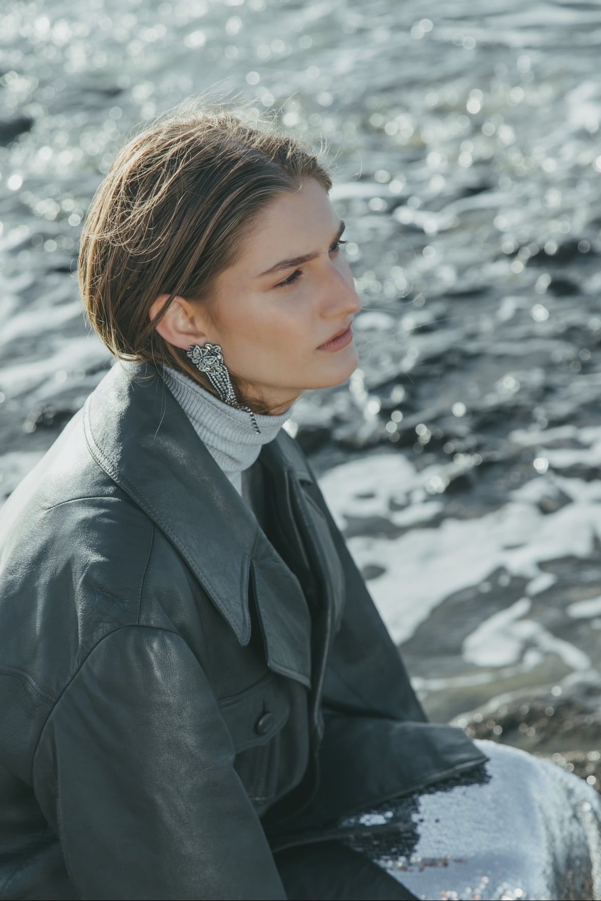 Gray leather jacket