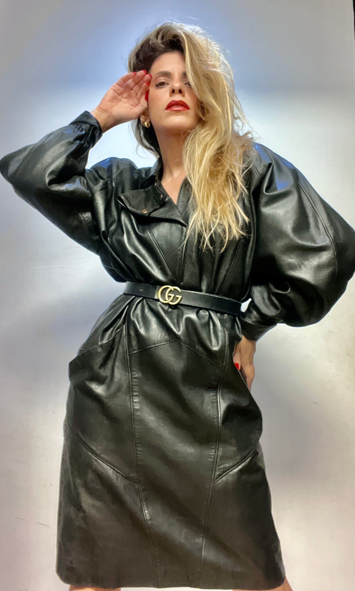 Black vintage dress made of leather