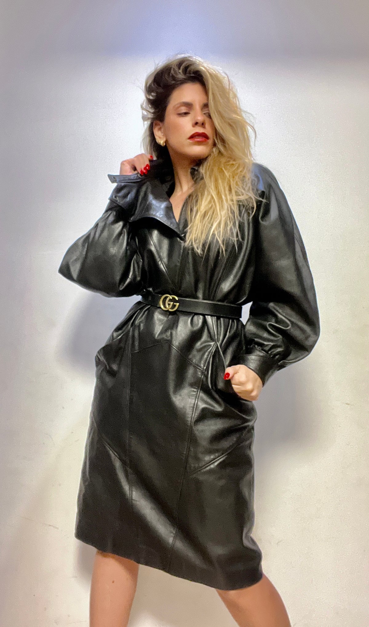 Black vintage dress made of leather