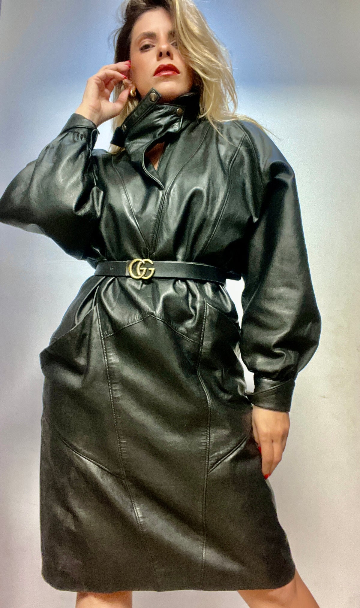 Black vintage dress made of leather