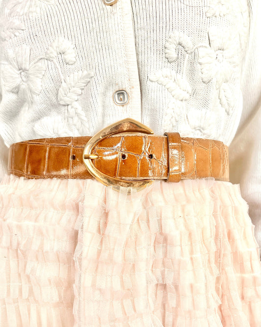 Light-Brown Belt with Gold Buckle
