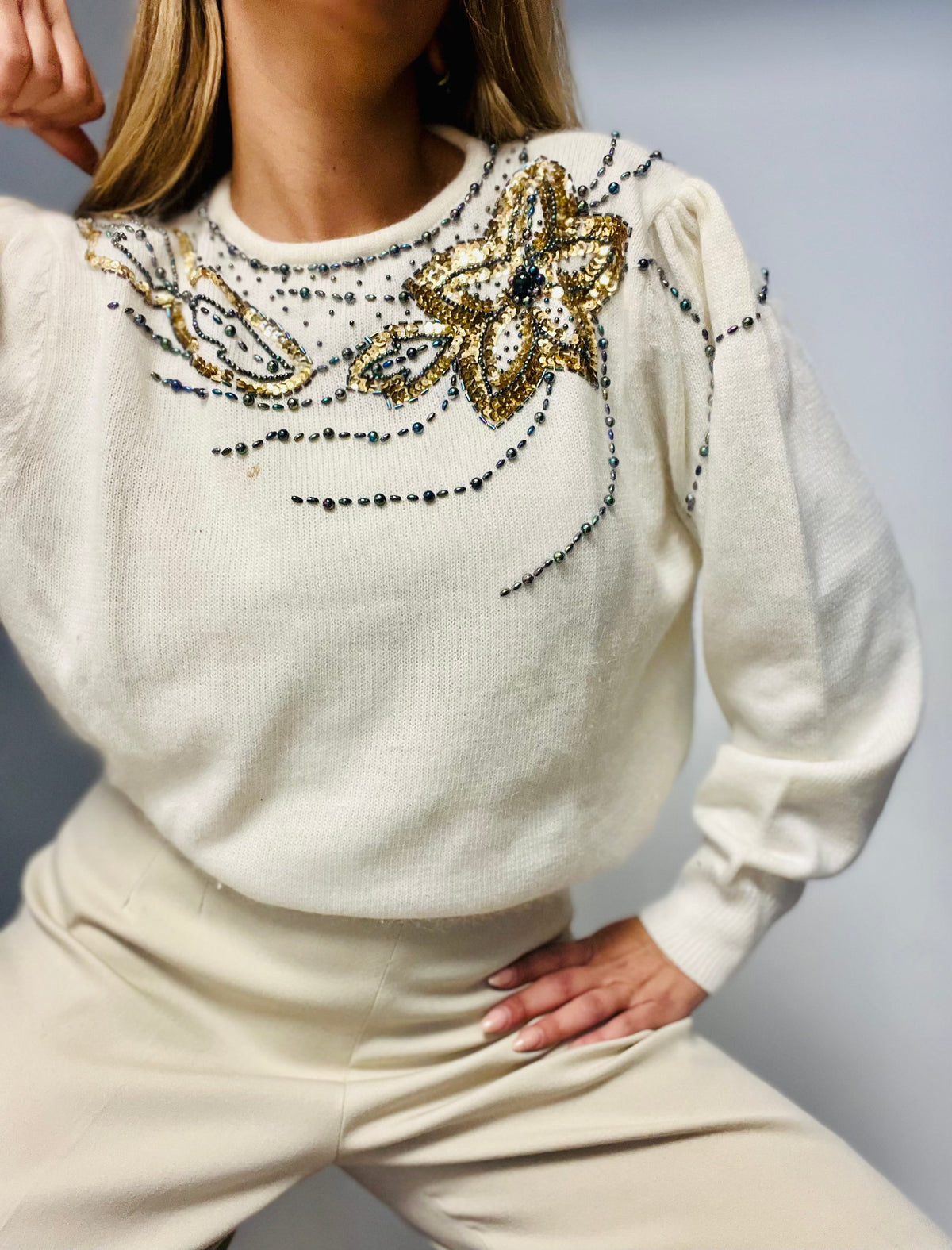 White vintage sweater combined