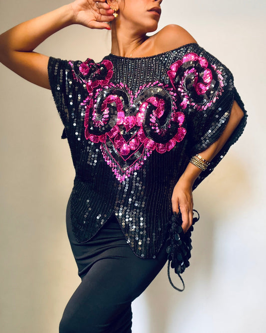 Sarah's Black & Pink Sequined Shirt