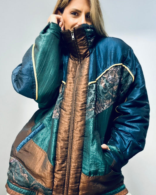 Puffy Blue, Green & Brown Gold Coat