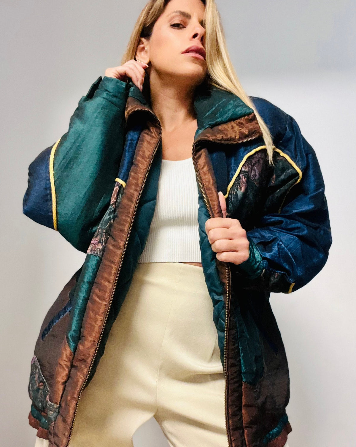 Puffy Blue, Green & Brown Gold Coat