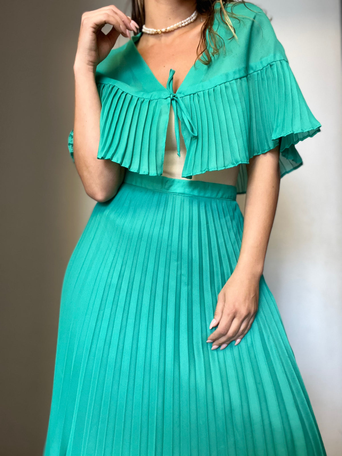 Green Hand-Made Plisse Set (2PC)