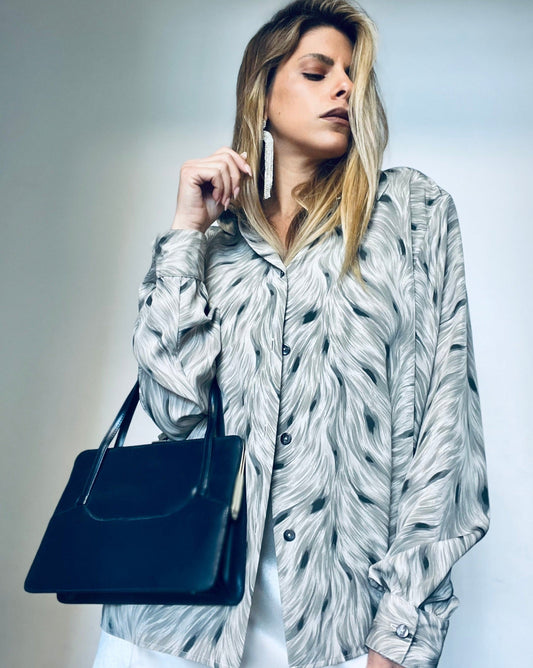 Chana's Feathers-Print Long-Sleeve Shirt