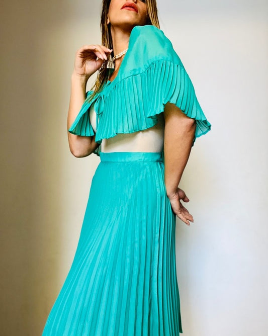 Green Hand-Made Plisse Set (2PC)