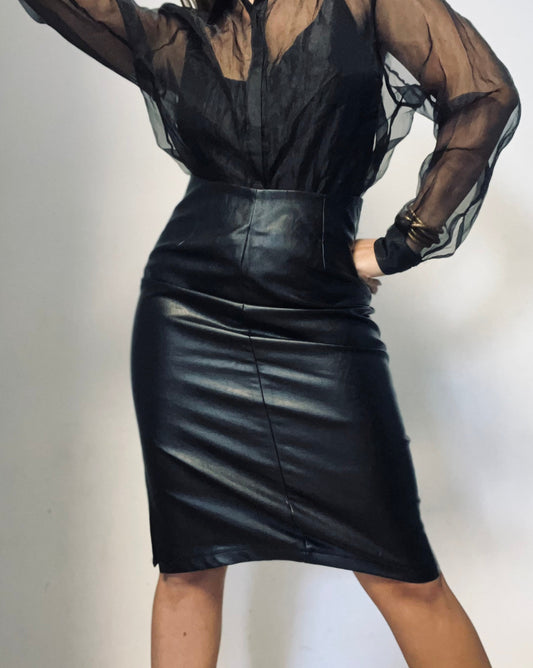 Black Faux Leather Skirt