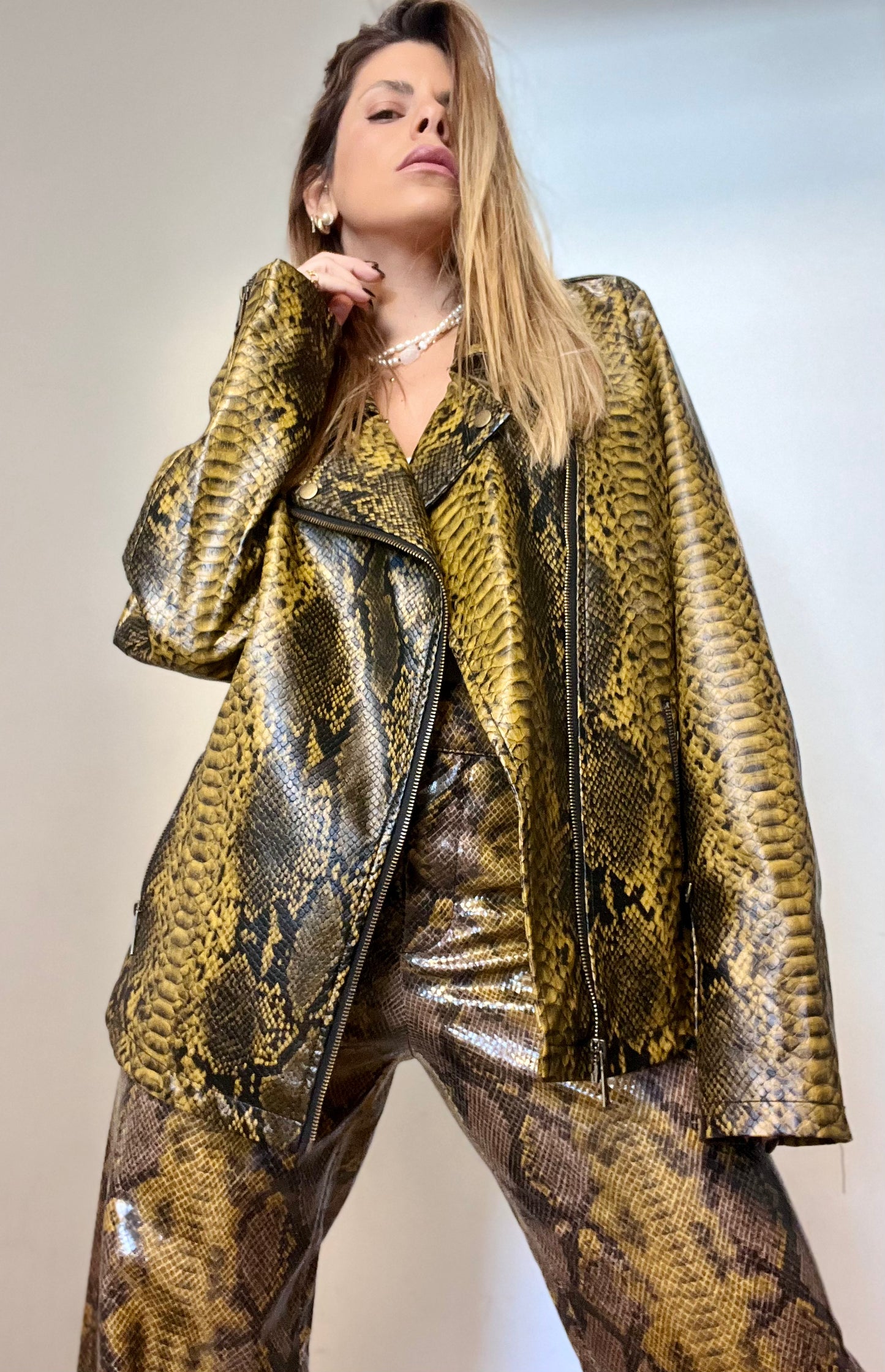 Distressed leather jacket