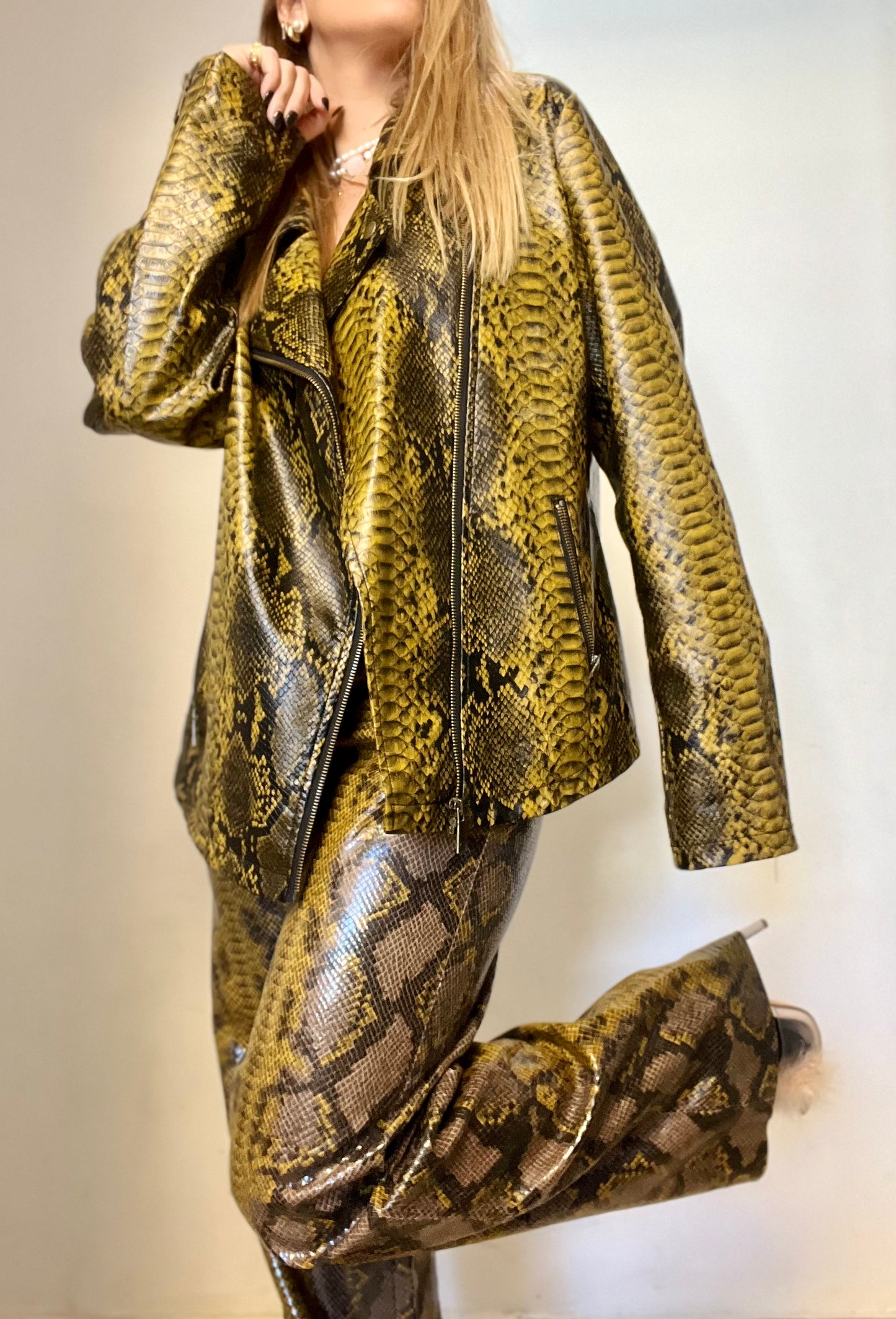 Distressed leather jacket