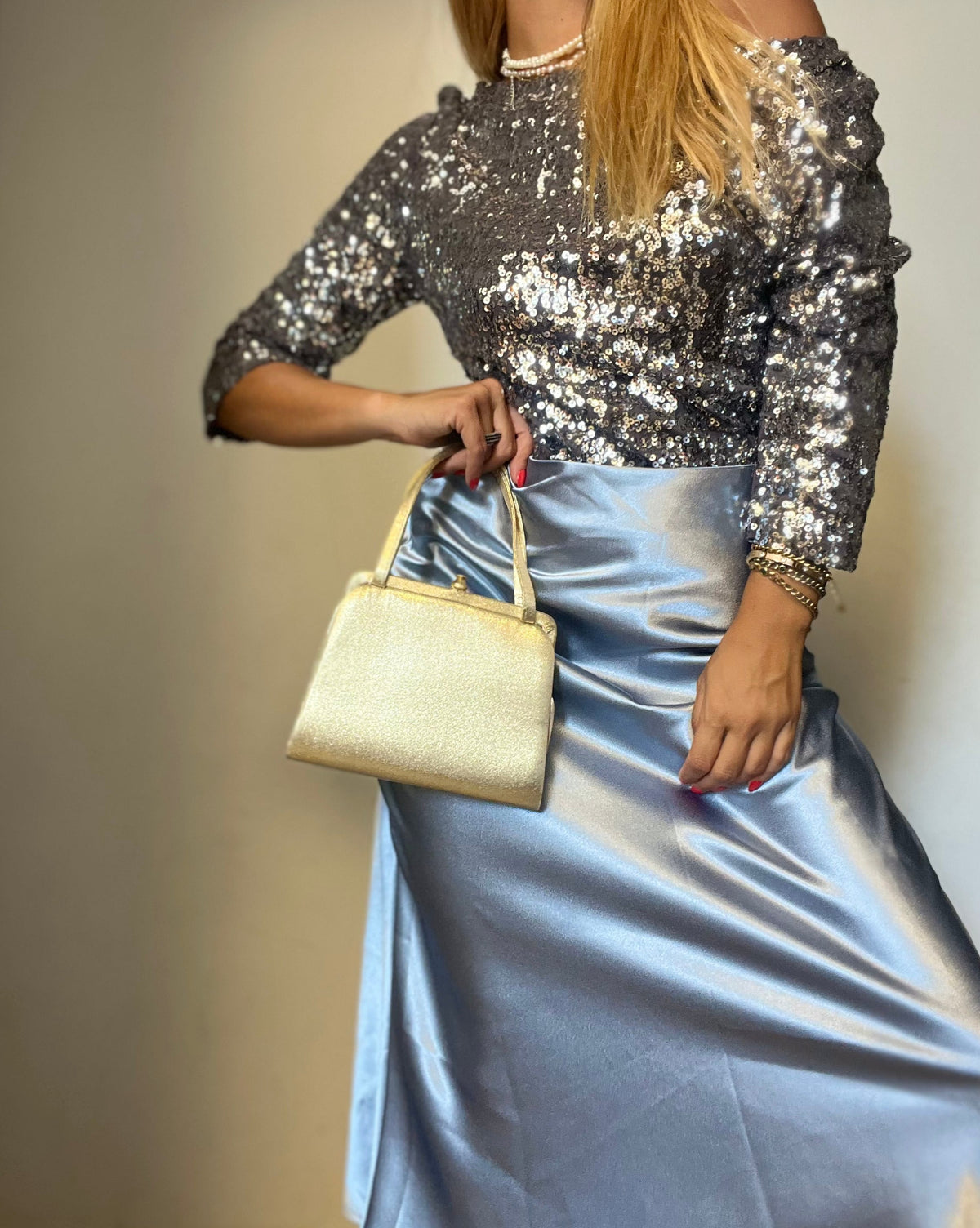 Silver-Gray Long Bright Skirt