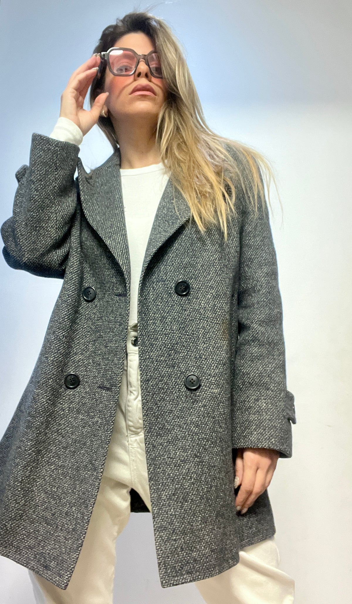 Gray Mid-Length Blazer