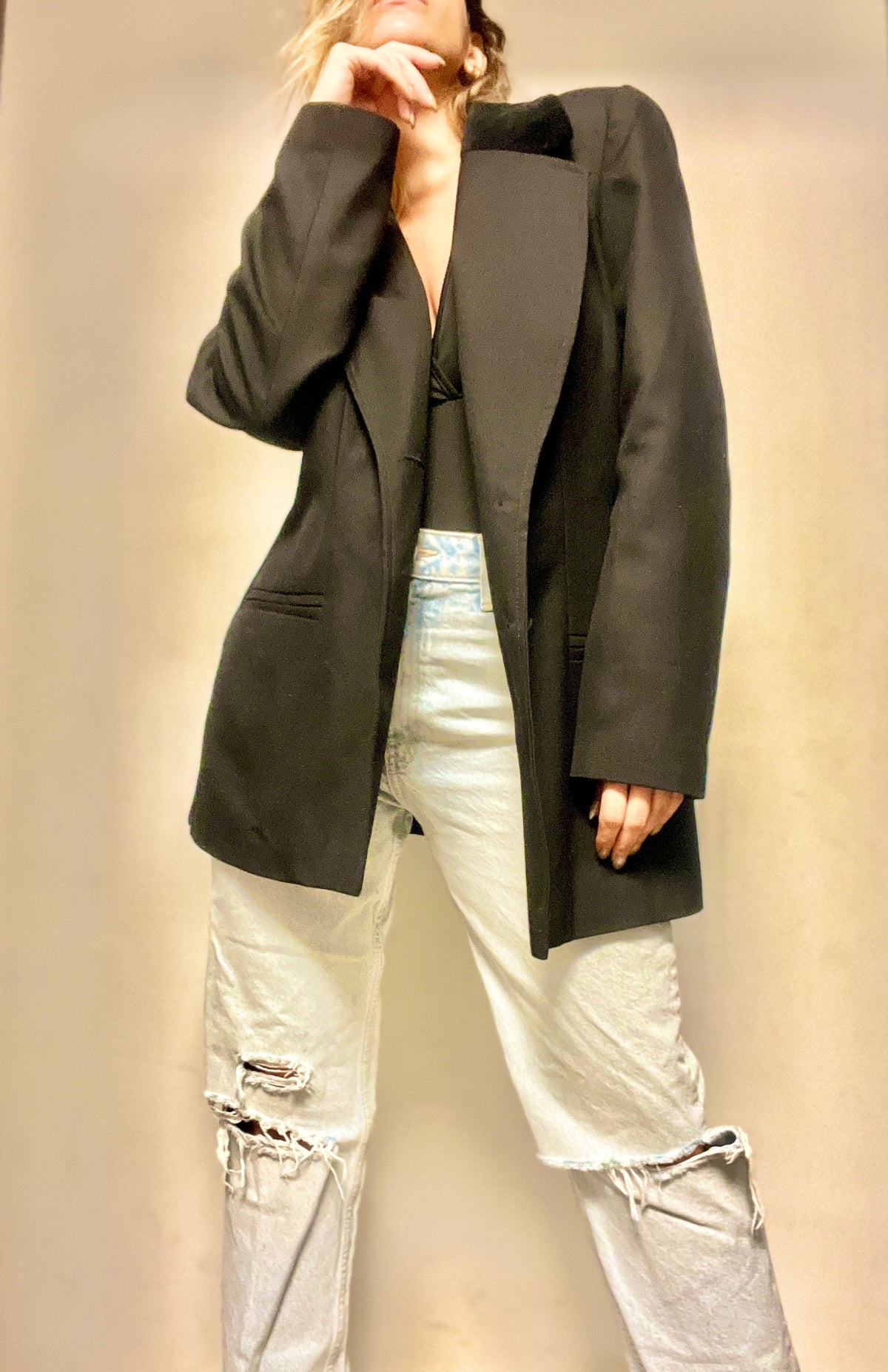 Black Blazer with Velvet Collar
