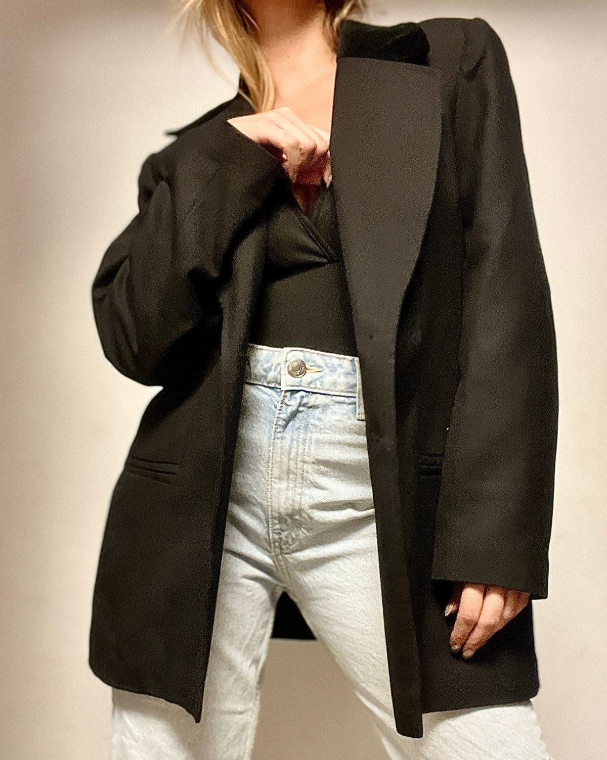 Black Blazer with Velvet Collar