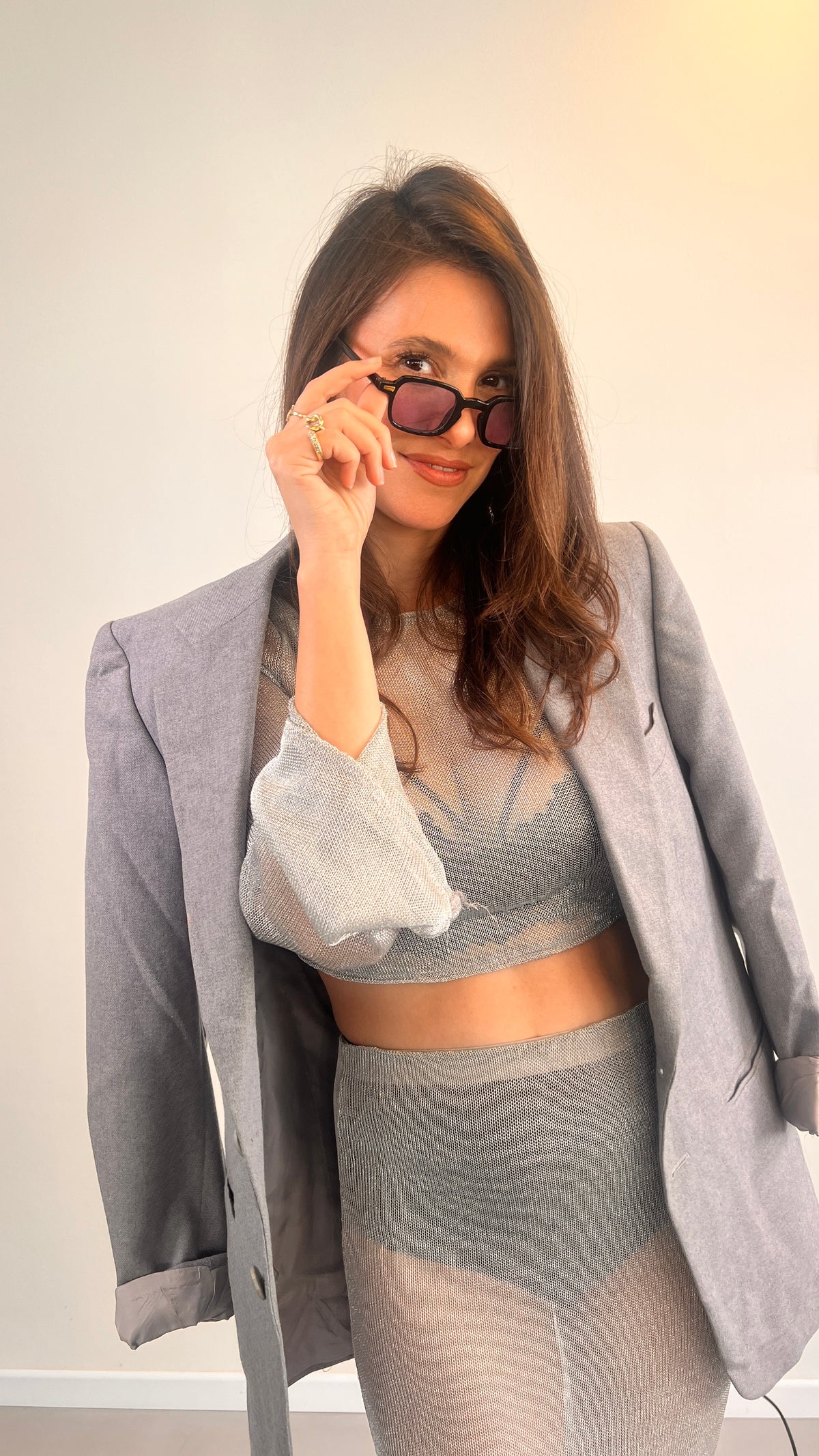 Light Grey Long-Sleeve Blazer