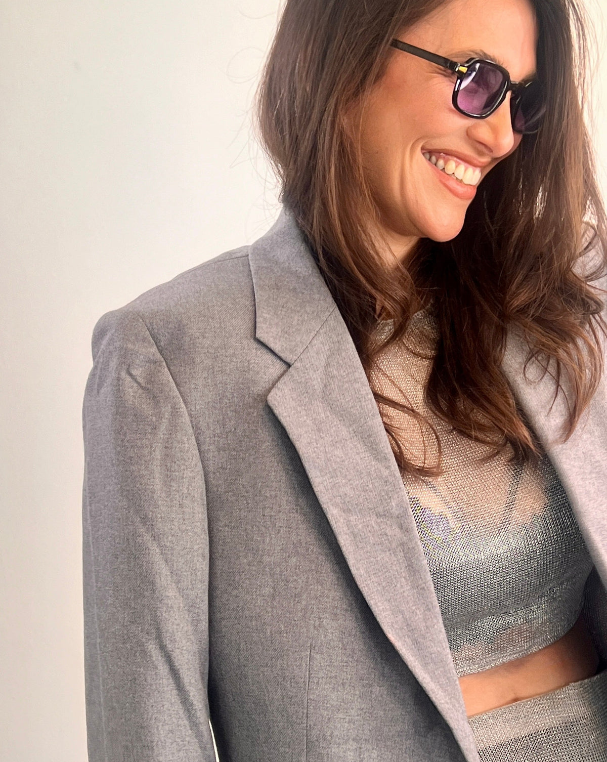 Light Grey Long-Sleeve Blazer