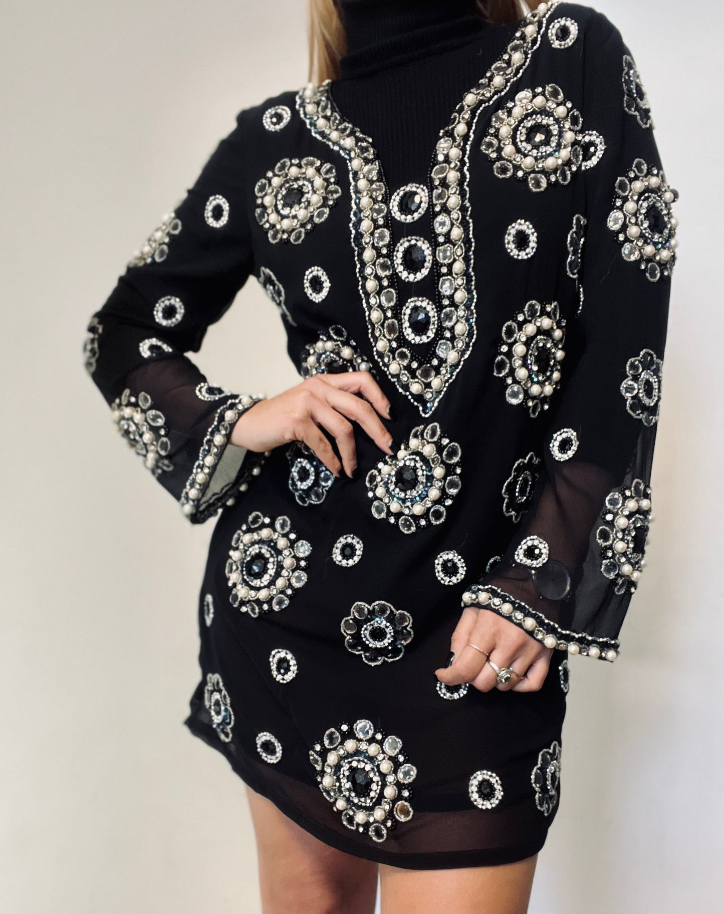 Antique vintage dress with black lining