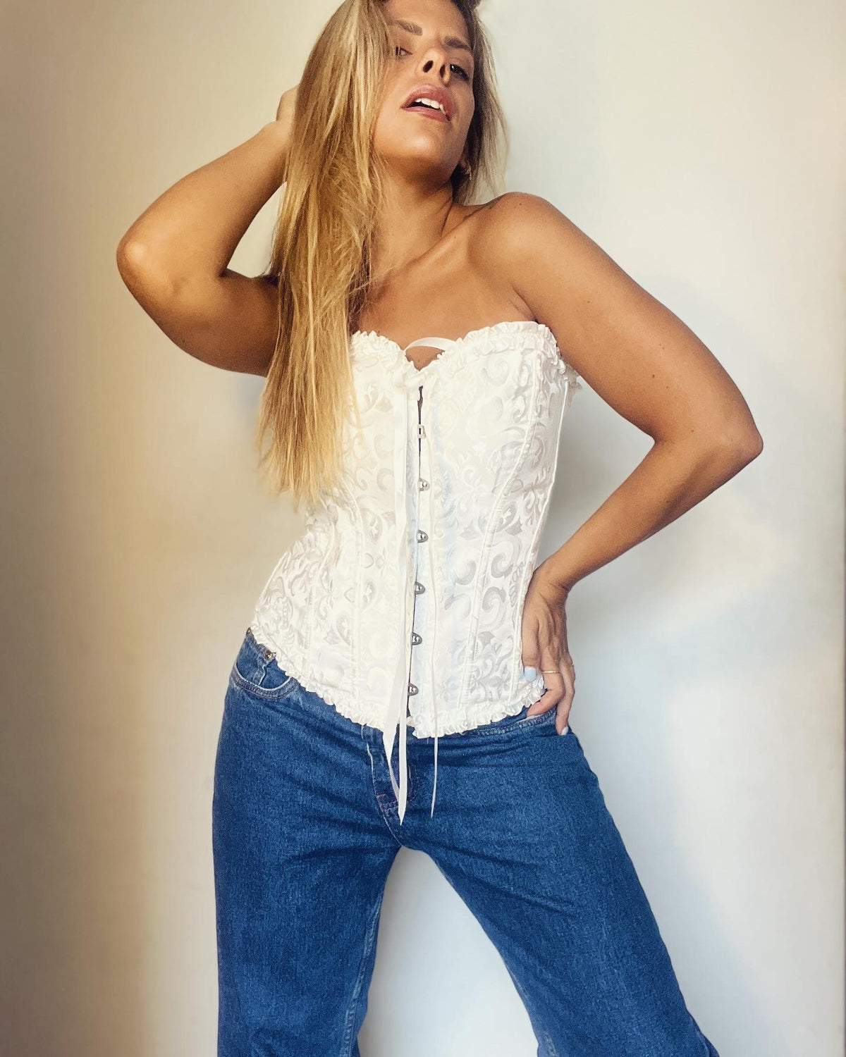 White\ Black Lace Corset