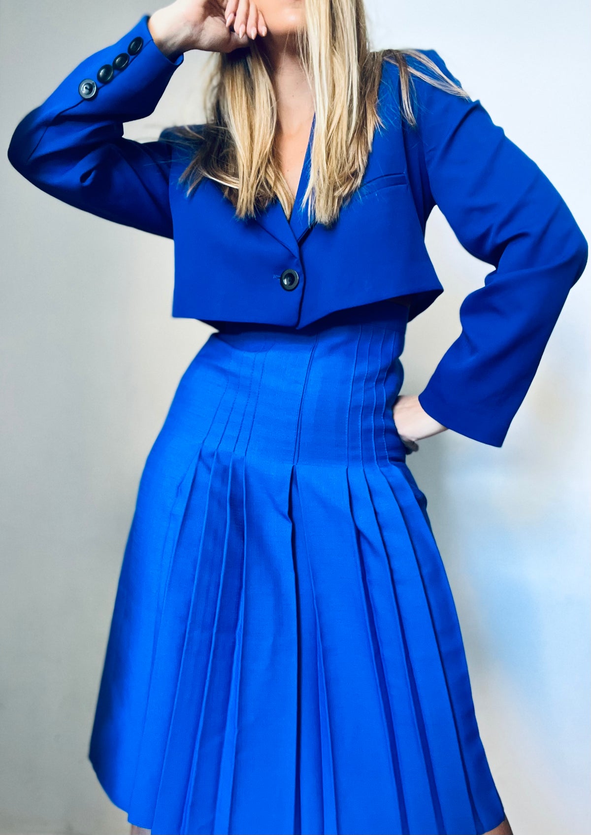 Long Royal Blue Accordion Skirt