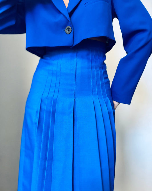 Long Royal Blue Accordion Skirt
