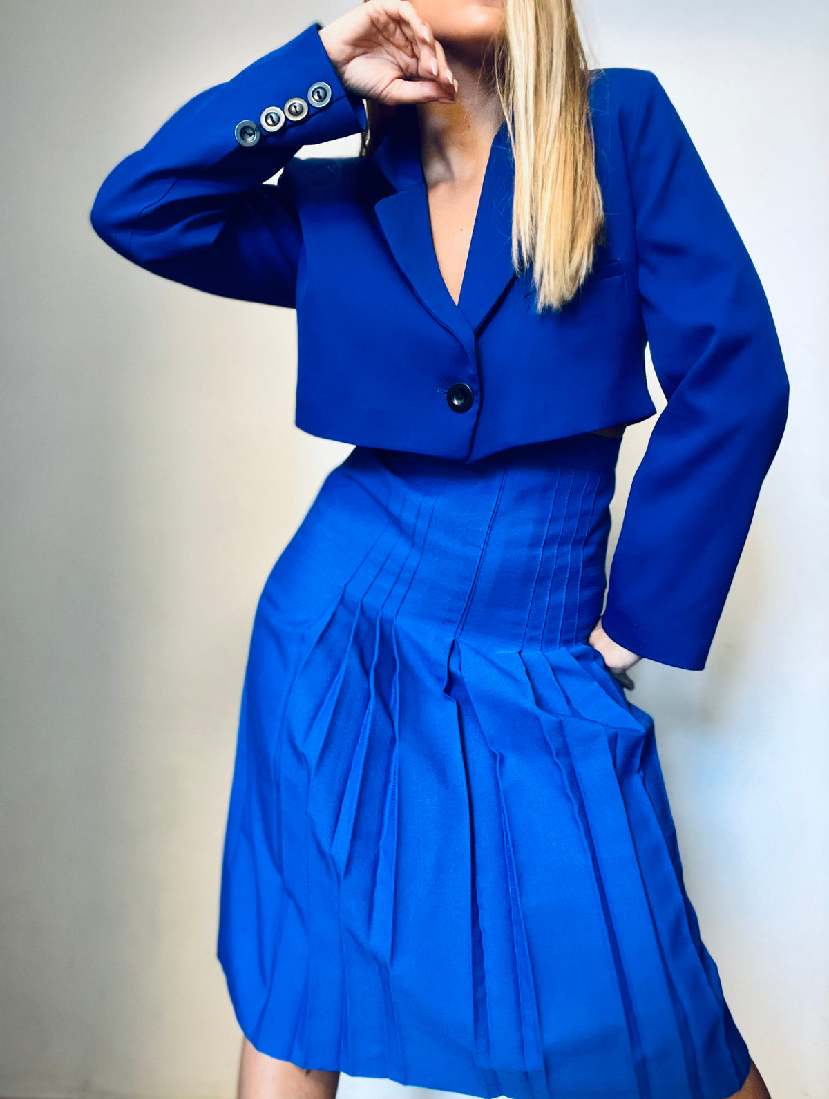 Long Royal Blue Accordion Skirt