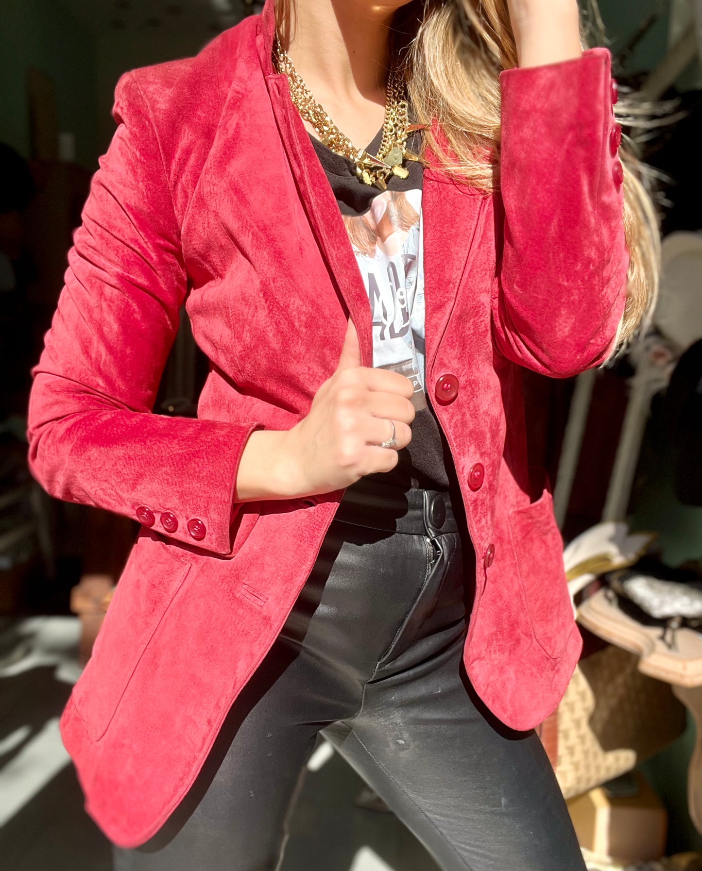 A red leather jacket
