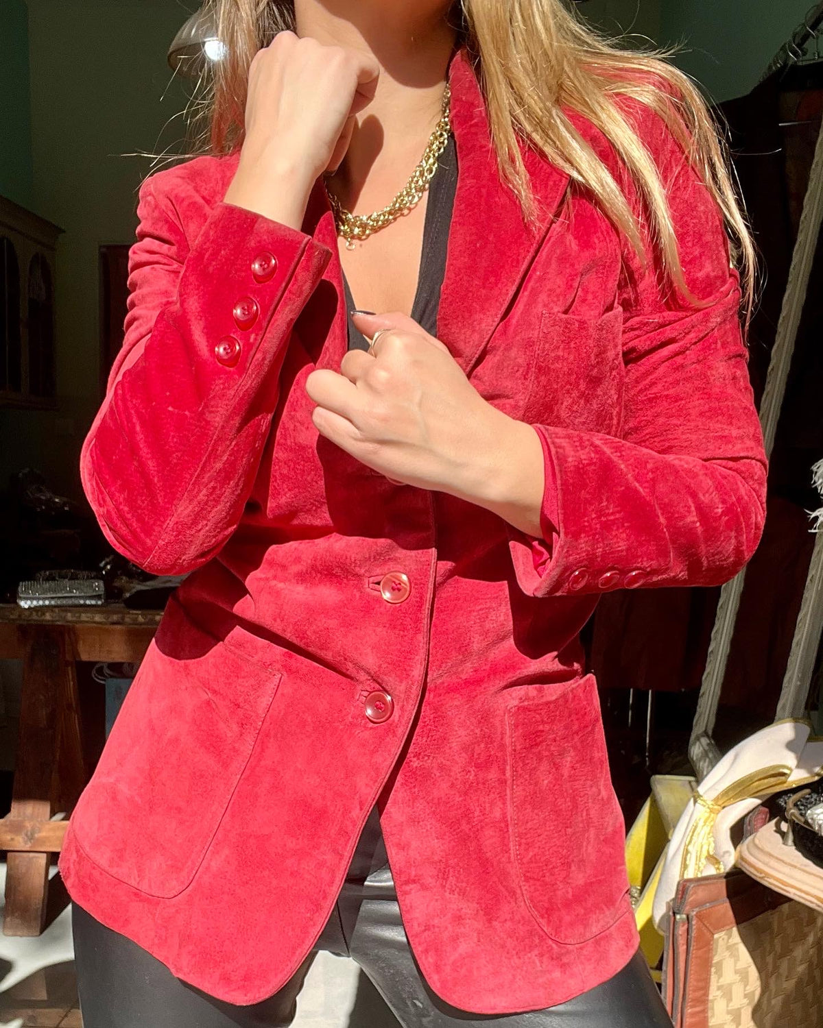 A red leather jacket