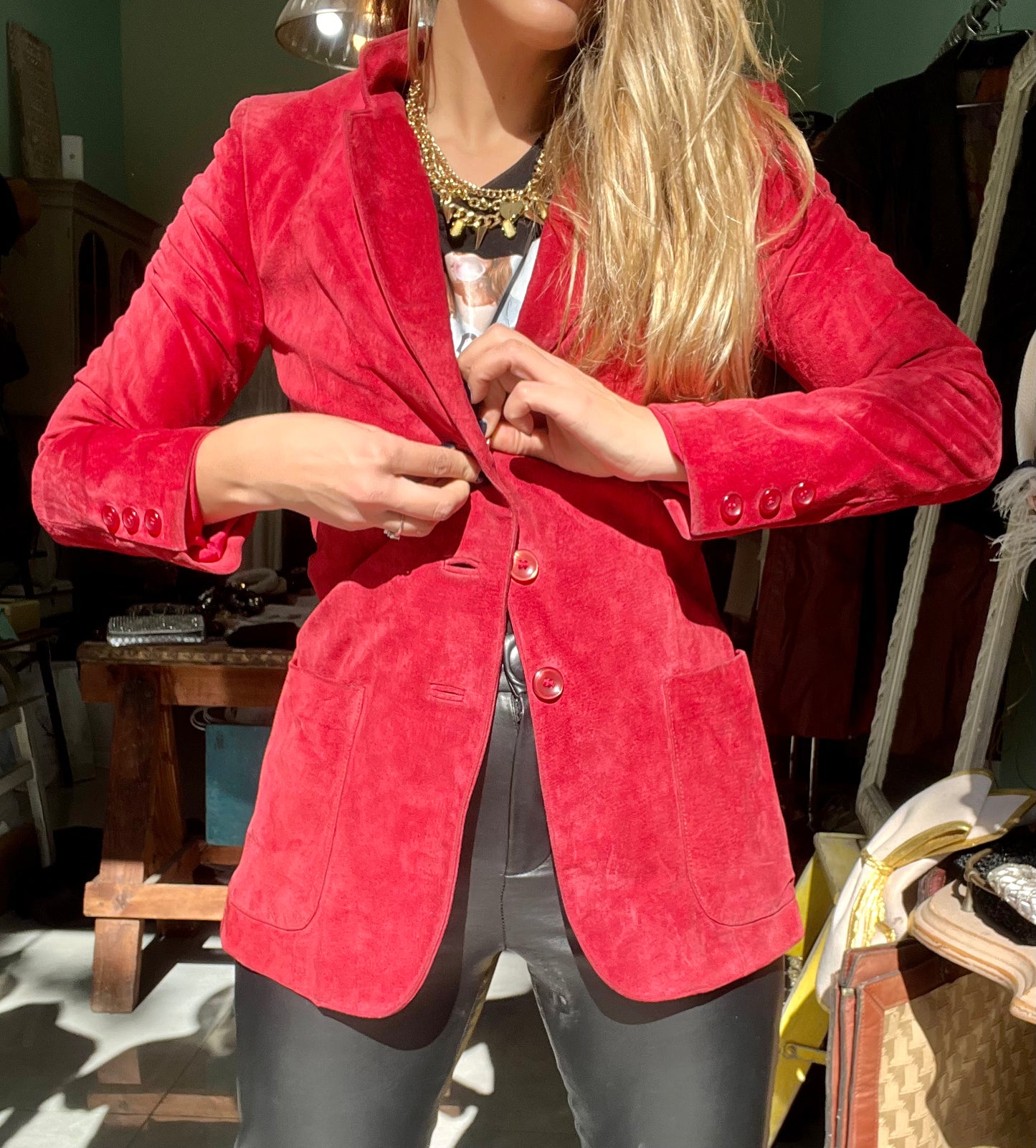 A red leather jacket