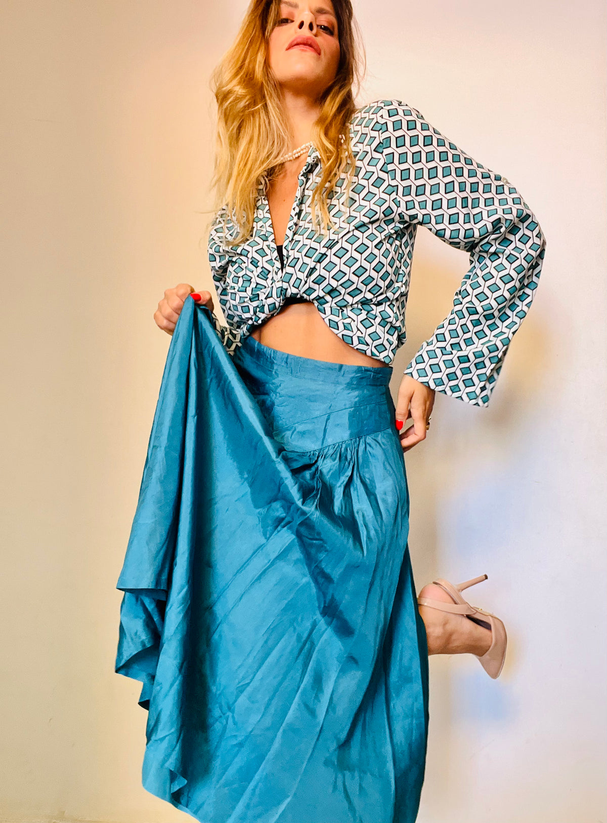 Blue Hand-Made Vintage Skirt