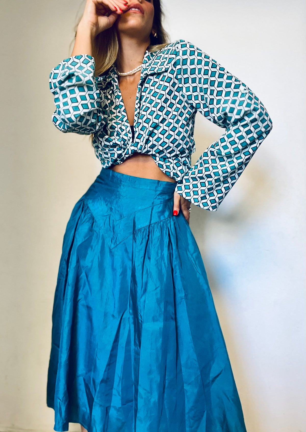 Blue Hand-Made Vintage Skirt