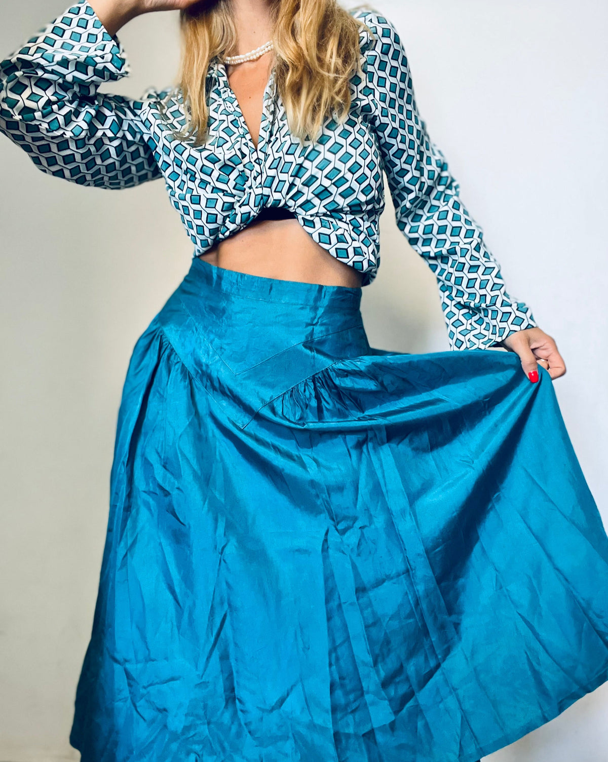 Blue Hand-Made Vintage Skirt