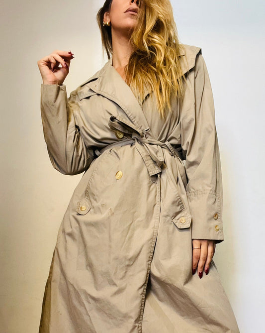 Mid-Length Gold Buttons Trench Coat