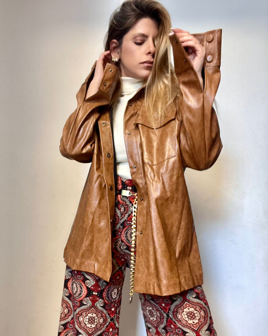 Earth Tone Leather Like Jacket